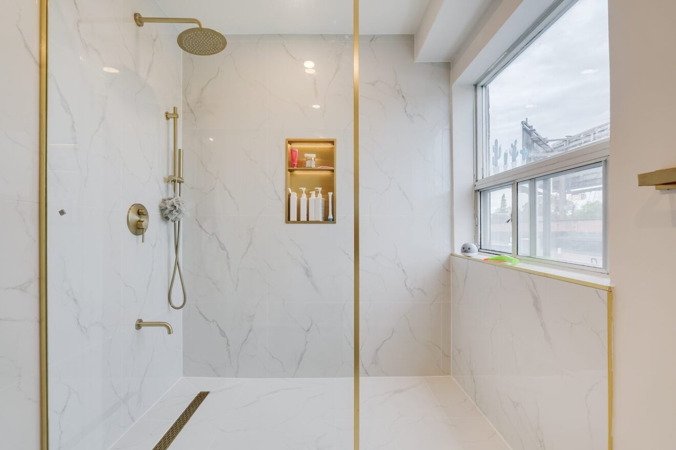 Renovated apartment bathroom at 3263 Yonge Street