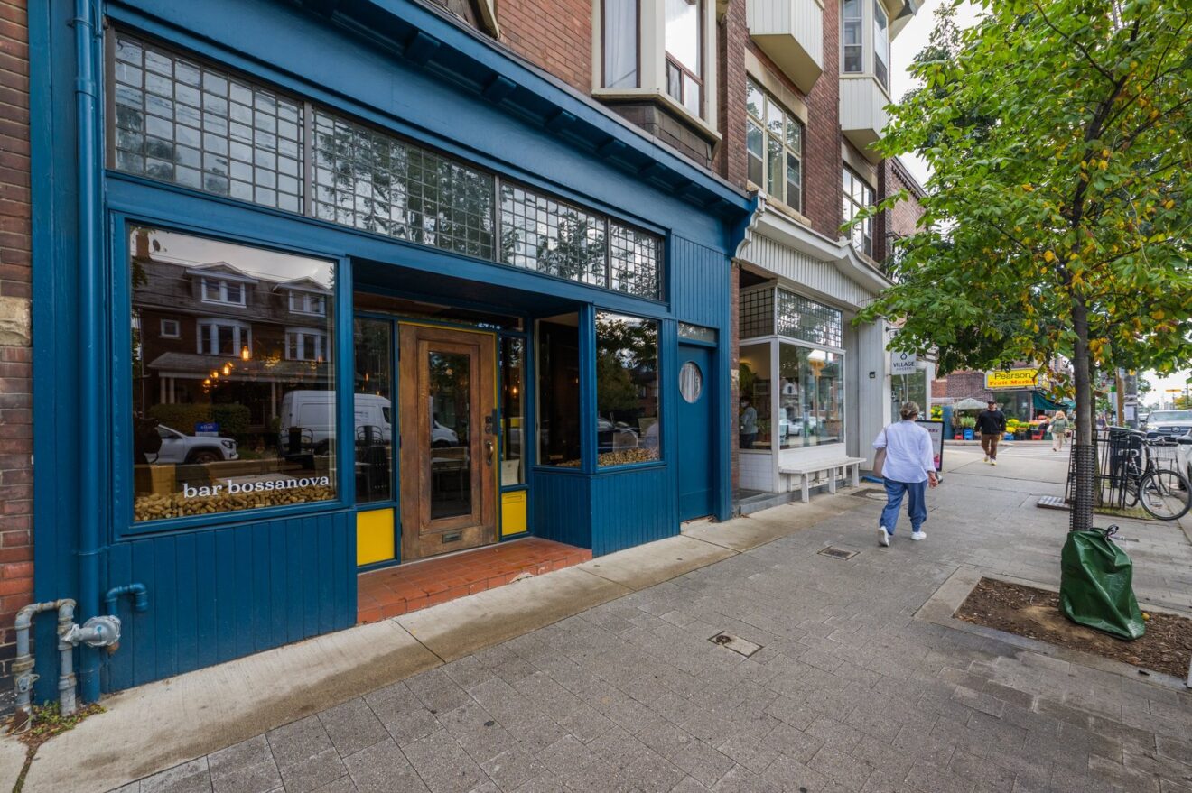 101 Roncesvalles Ave storefront and building from the sidewalk, Roncesvalles Village, Toronto